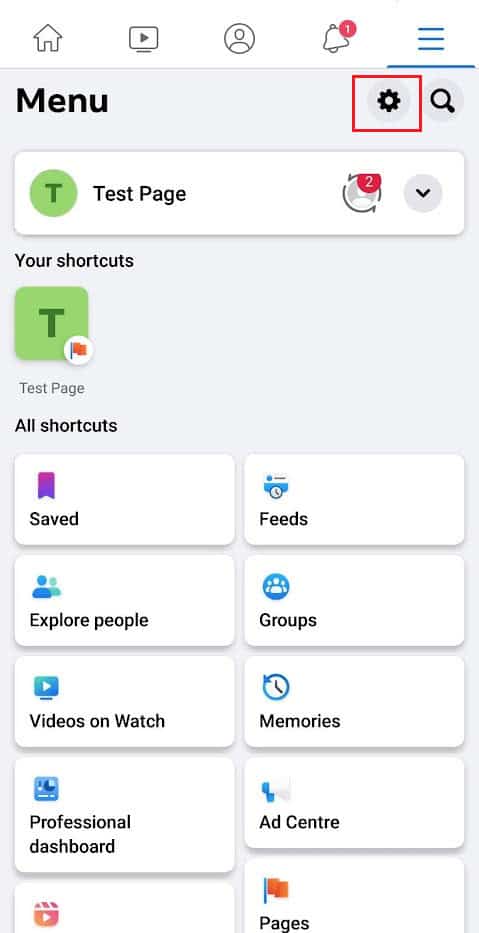 tap on the Settings gear icon | How to Delete Facebook Business Account