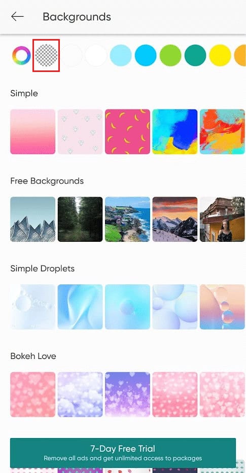 tap on the Transparent background icon