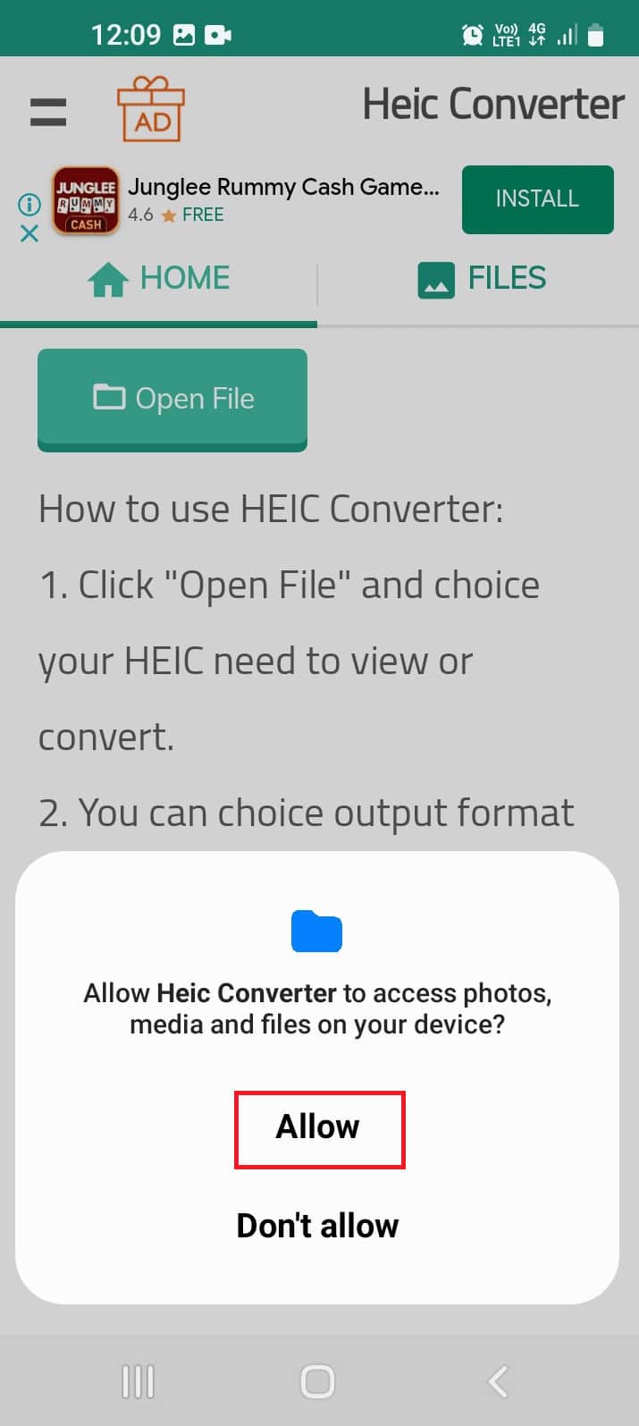 Tap on the Allow option 