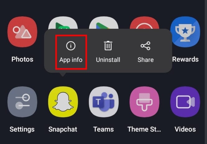 Tap on the App info option.