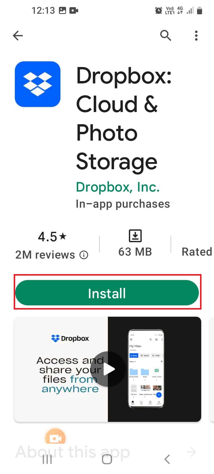 tap on the Install button