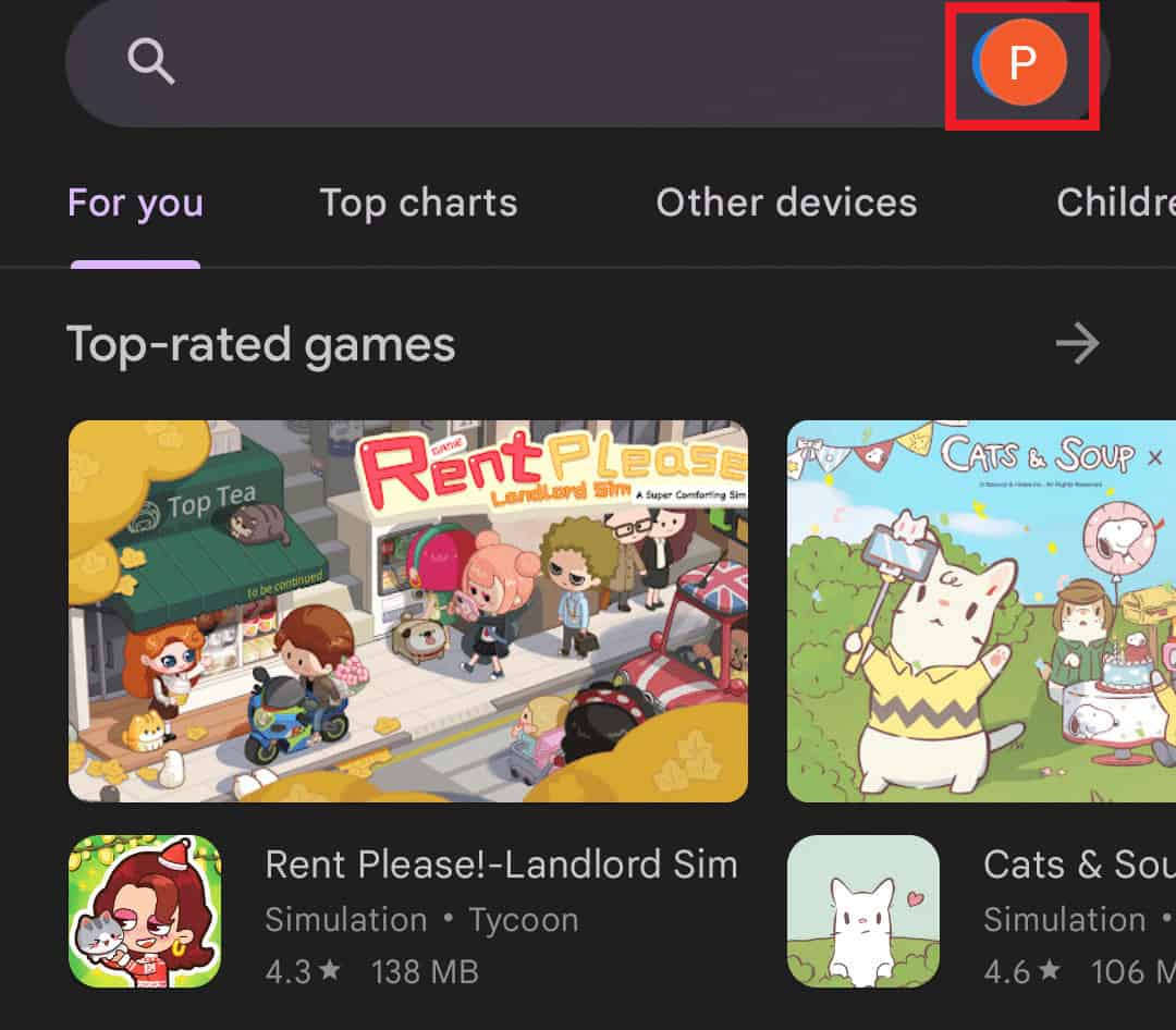 tap on the profile icon