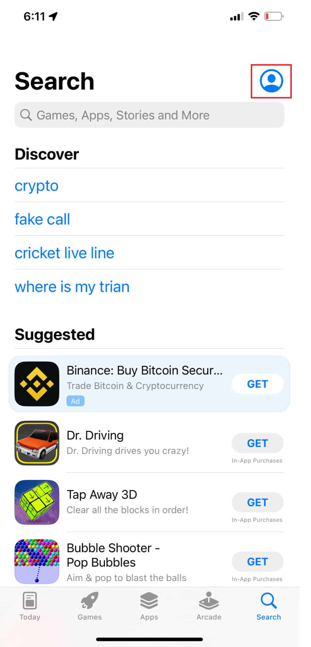 Tap on the Profile pic on the top right corner.