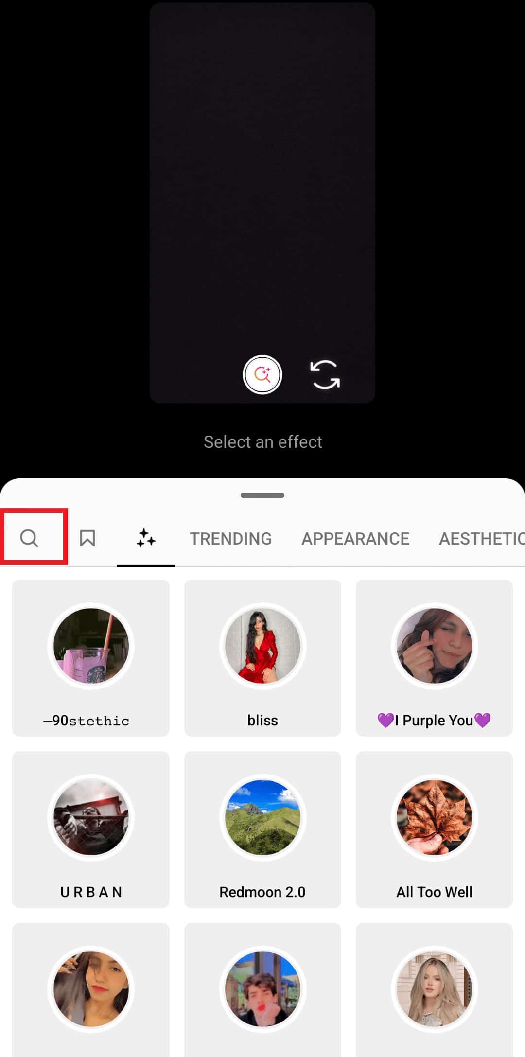 tap on the search icon again on instagram