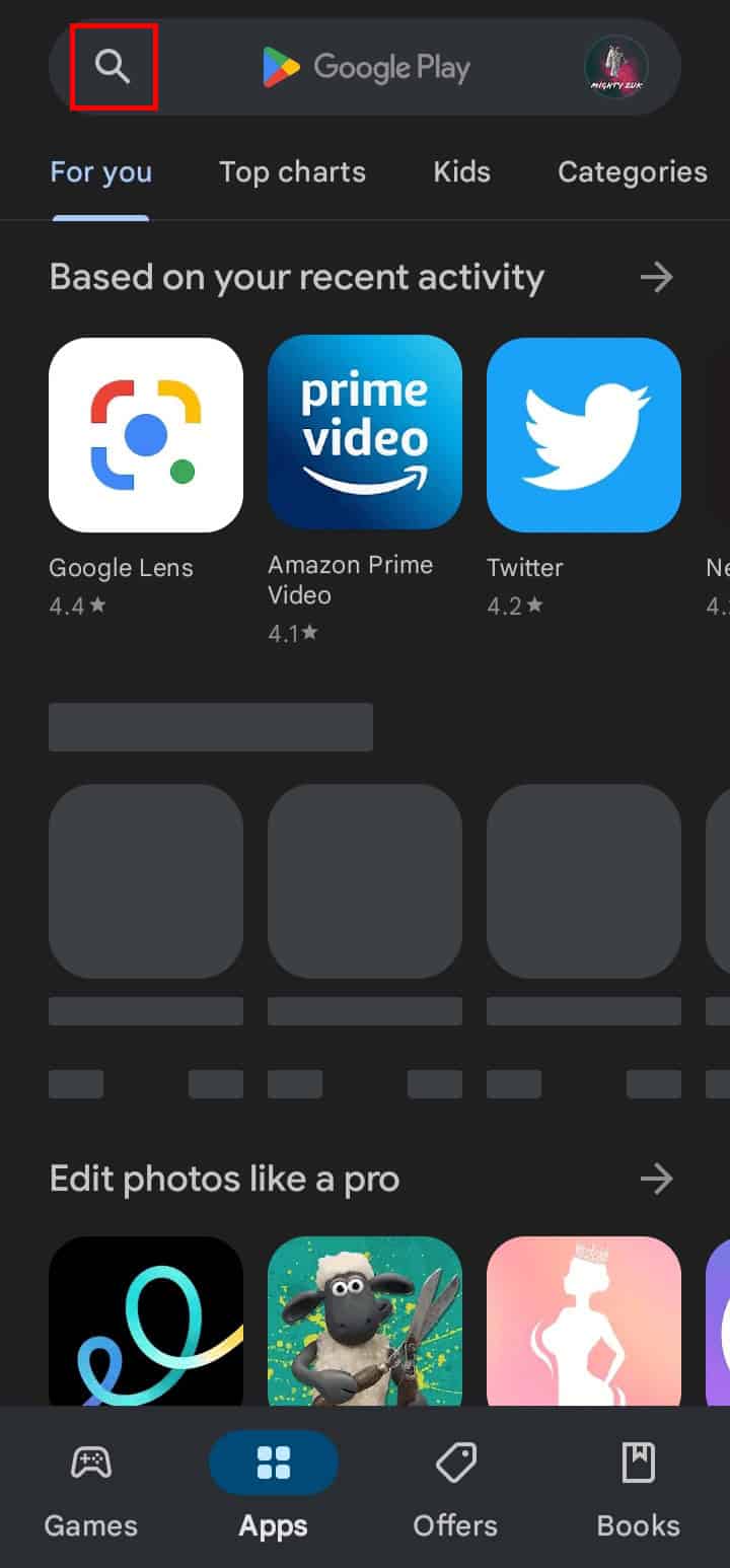 Tap on the search icon and search for iHeartRadio.