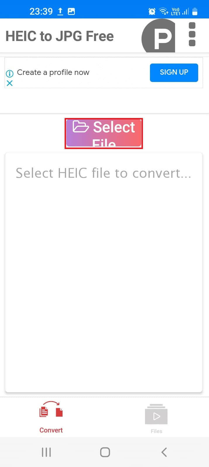 Tap on the Select File button