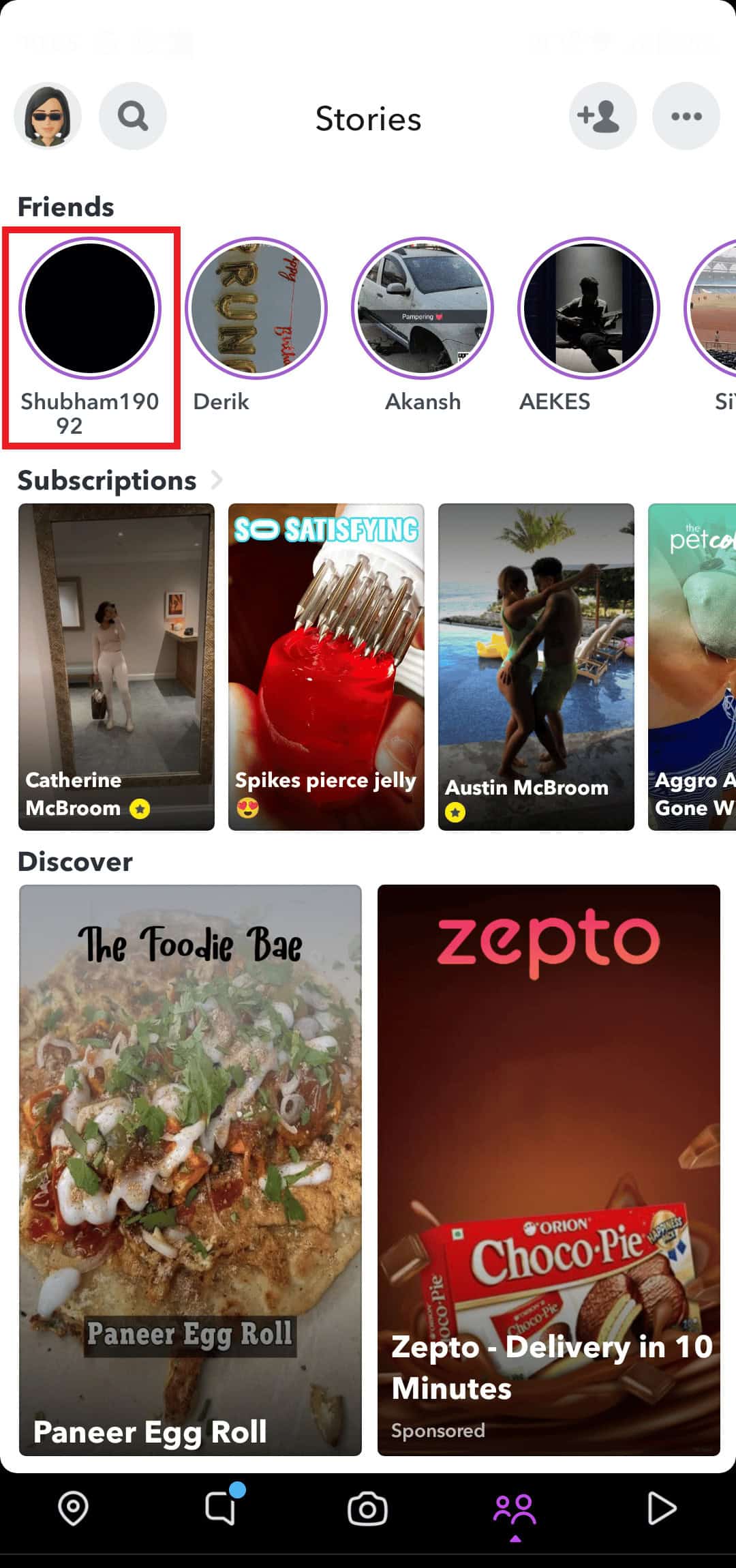 tap on the desired story which you wish to remix from the Friends' available stories