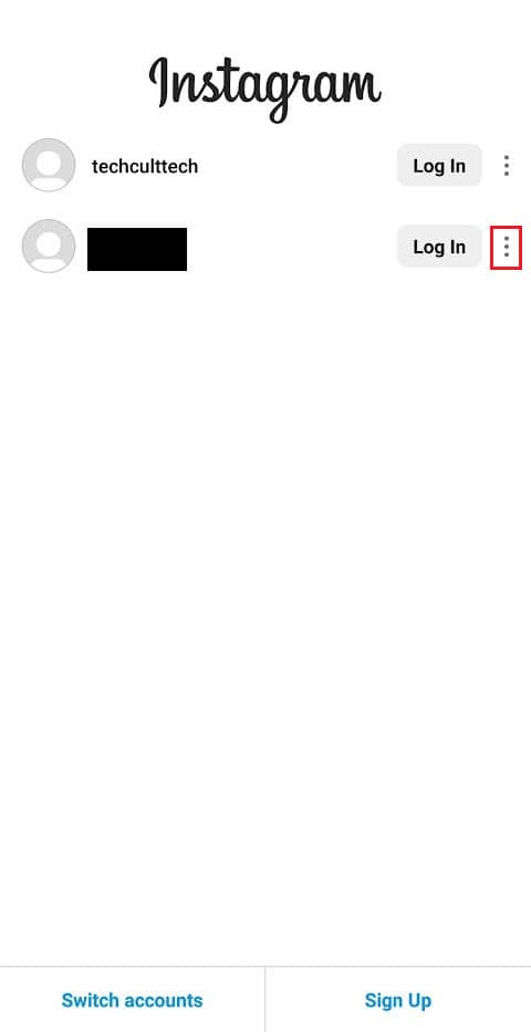 tap on the three-dotted icon next to the desired IG account