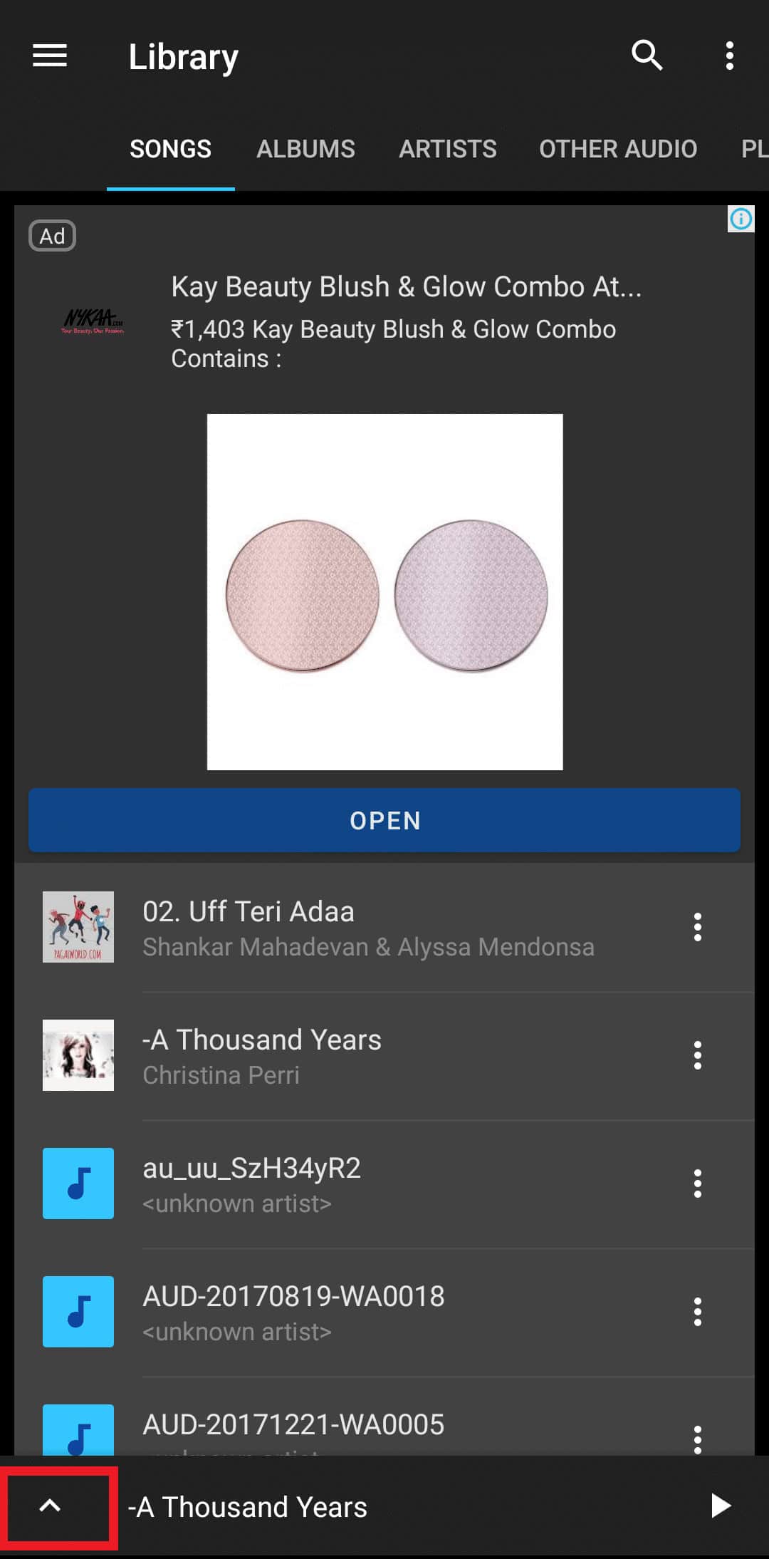 tap on the upwards arrow | Spotify slow down songs