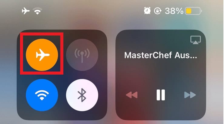 Tap the Airplane icon to enable Airplane mode.