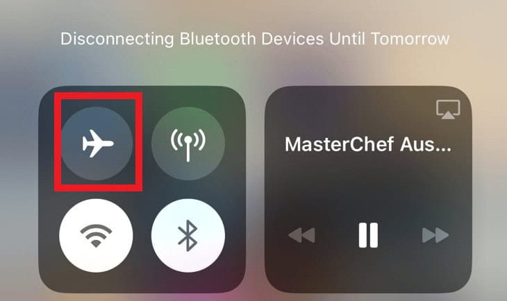 Tap the Airplane icon to enable Airplane mode.