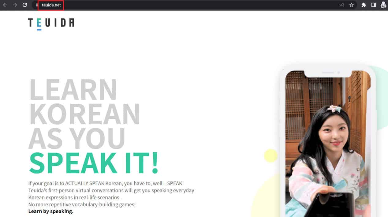 Teuida homepage. 17 Best Free App to Learn Korean for Beginners