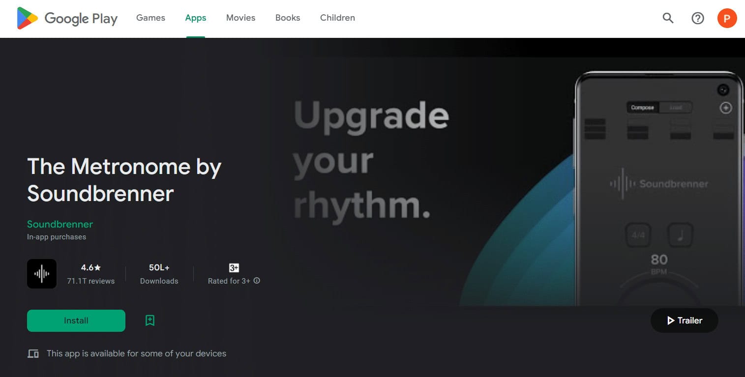 The Metronome by Soundbrenner playstore 