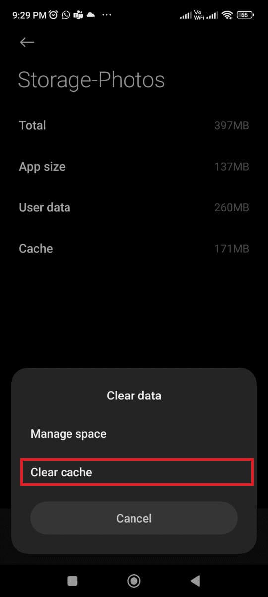 tap Clear data and Clear cache