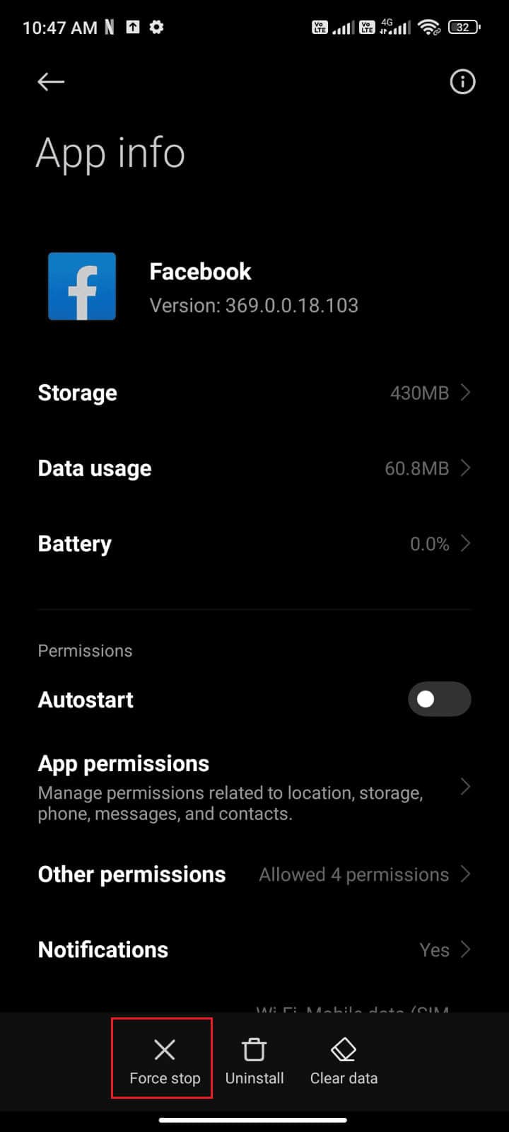 tap on the Force stop option. 10 Ways to Fix Error Performing Query Facebook