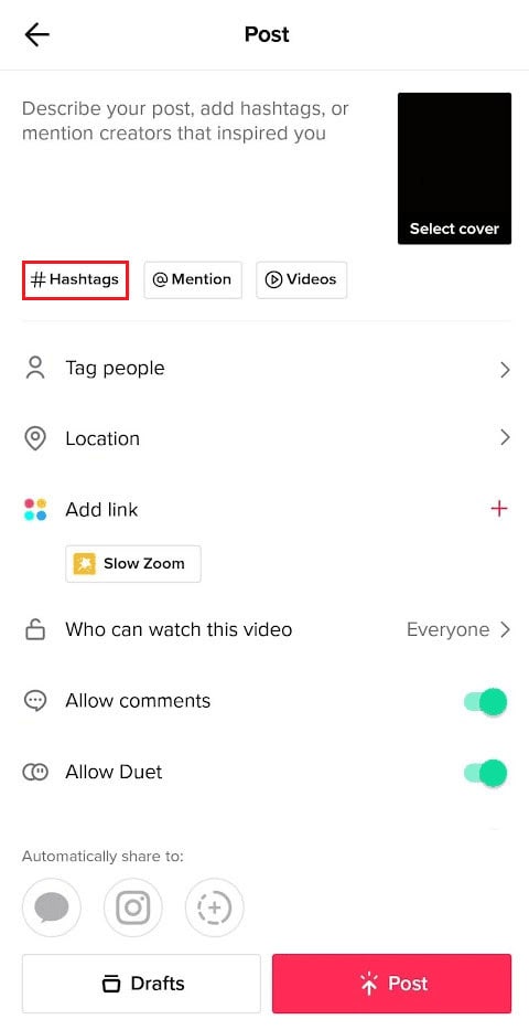 tiktok post hastags
