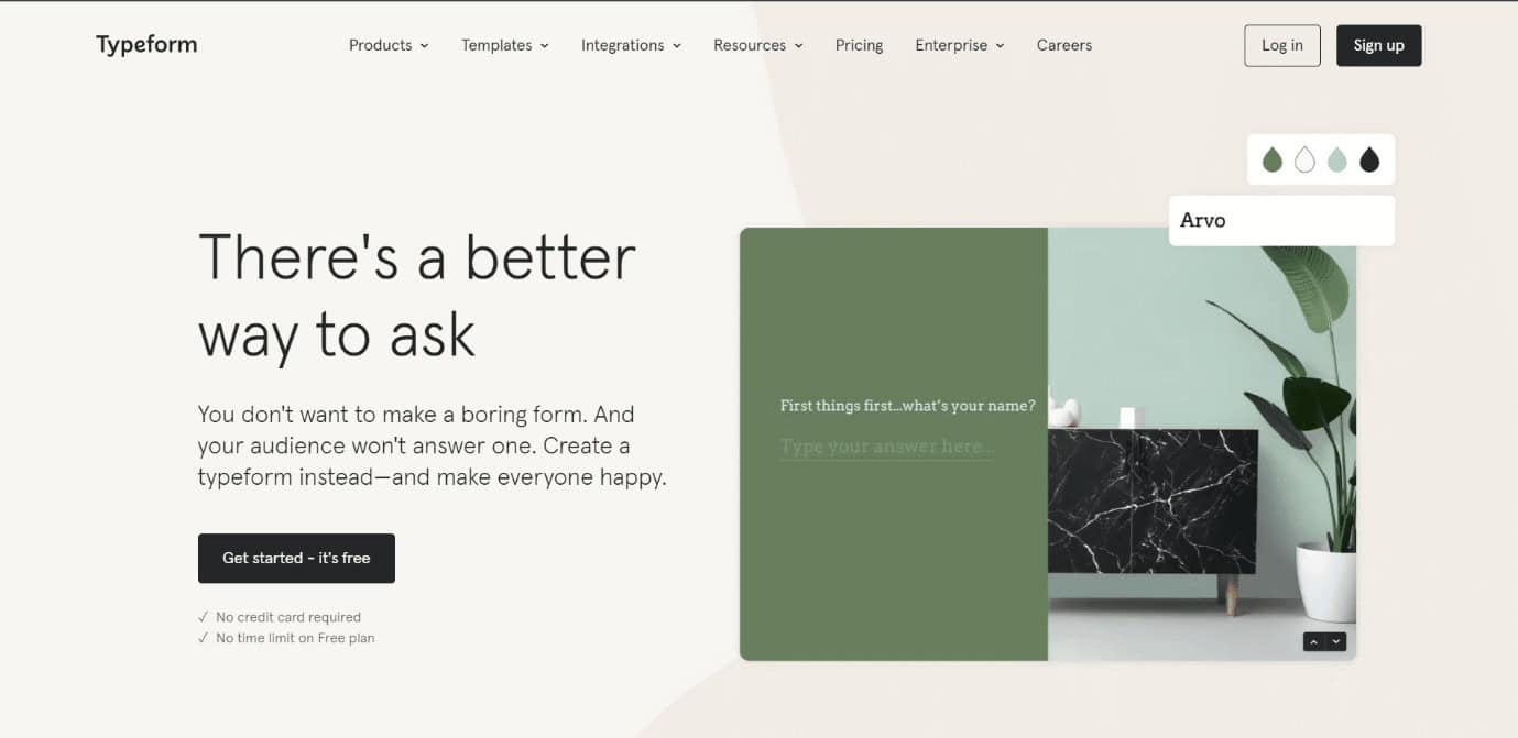 Typeform Homepage | best free anonymous feedback tool online