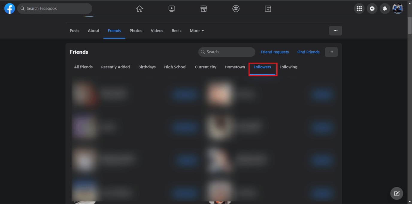 Under the Friends section, click on the Followers tab