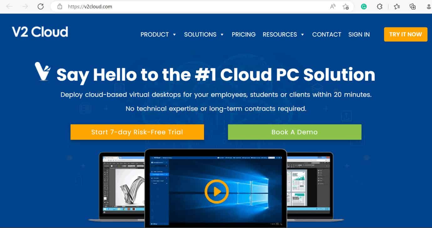 V2 cloud web page