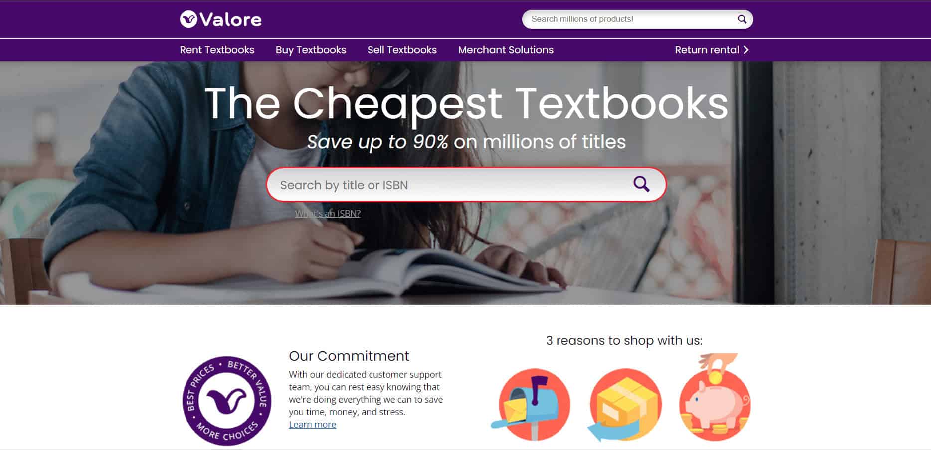 ValoreBooks web page. 18 Best Websites like Chegg