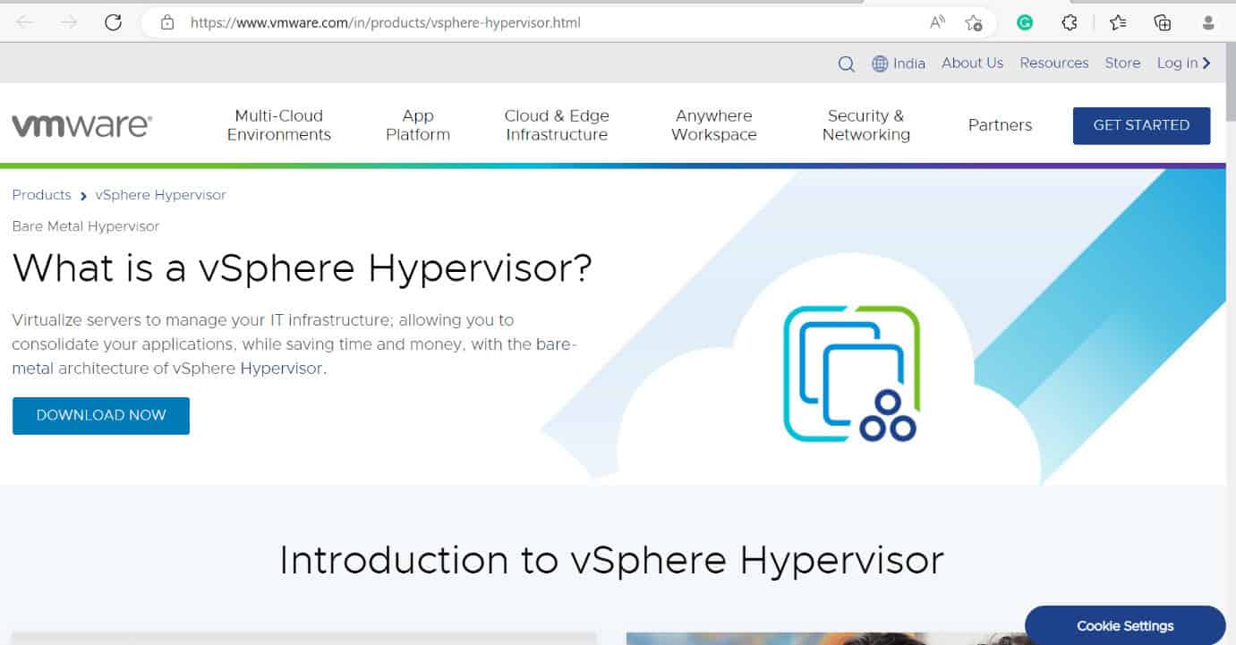 vsphere hypervisor web page