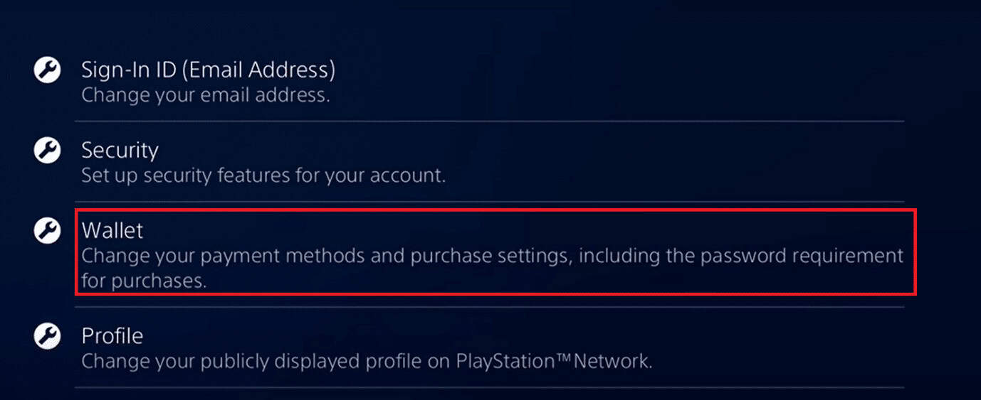 wallet on ps4
