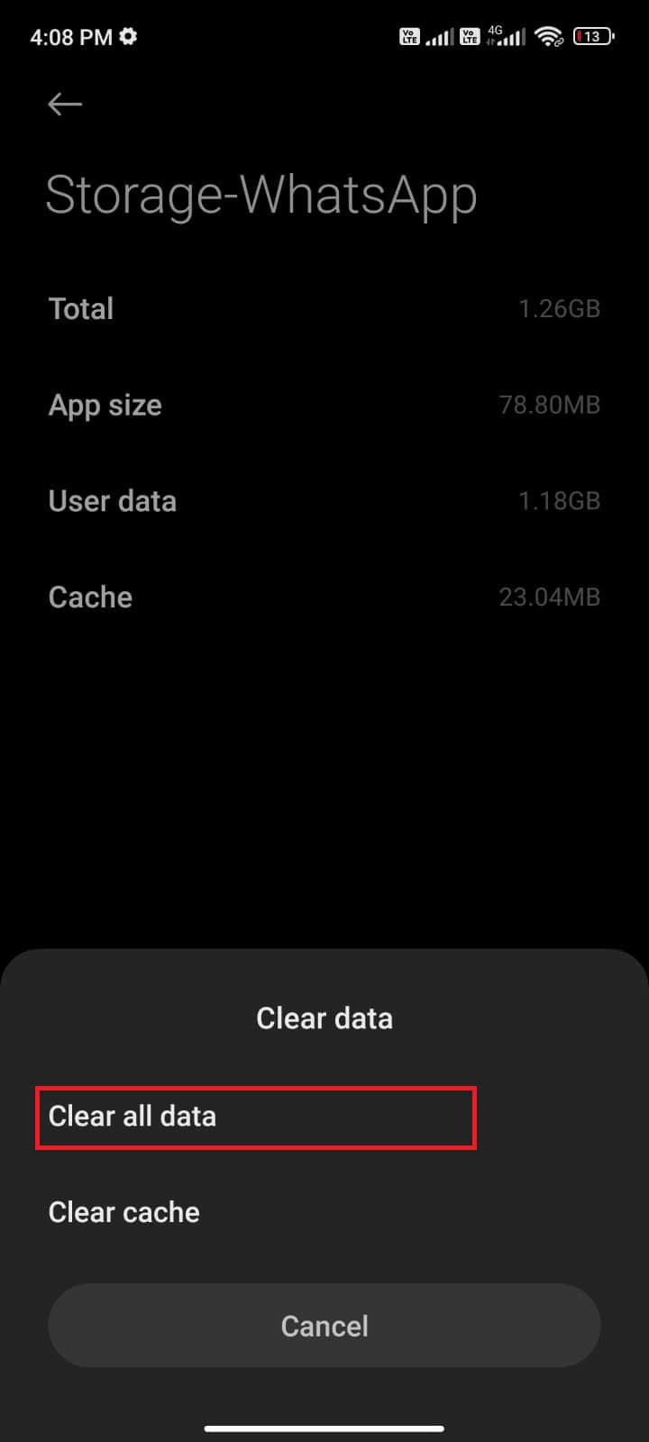 tap Clear all data