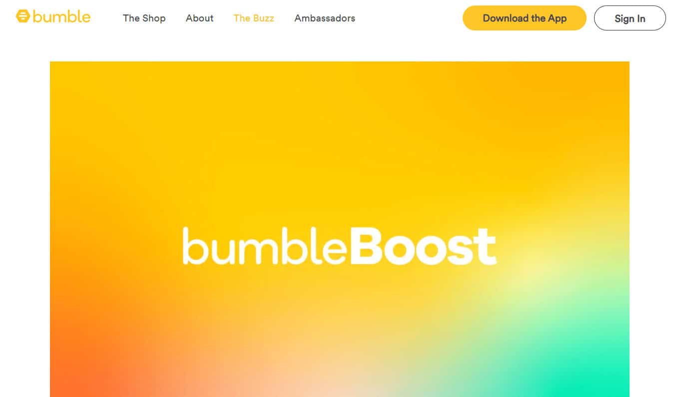 Bumble Boost webpage
