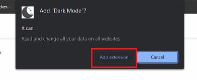 Click on the Add extension option from the popup