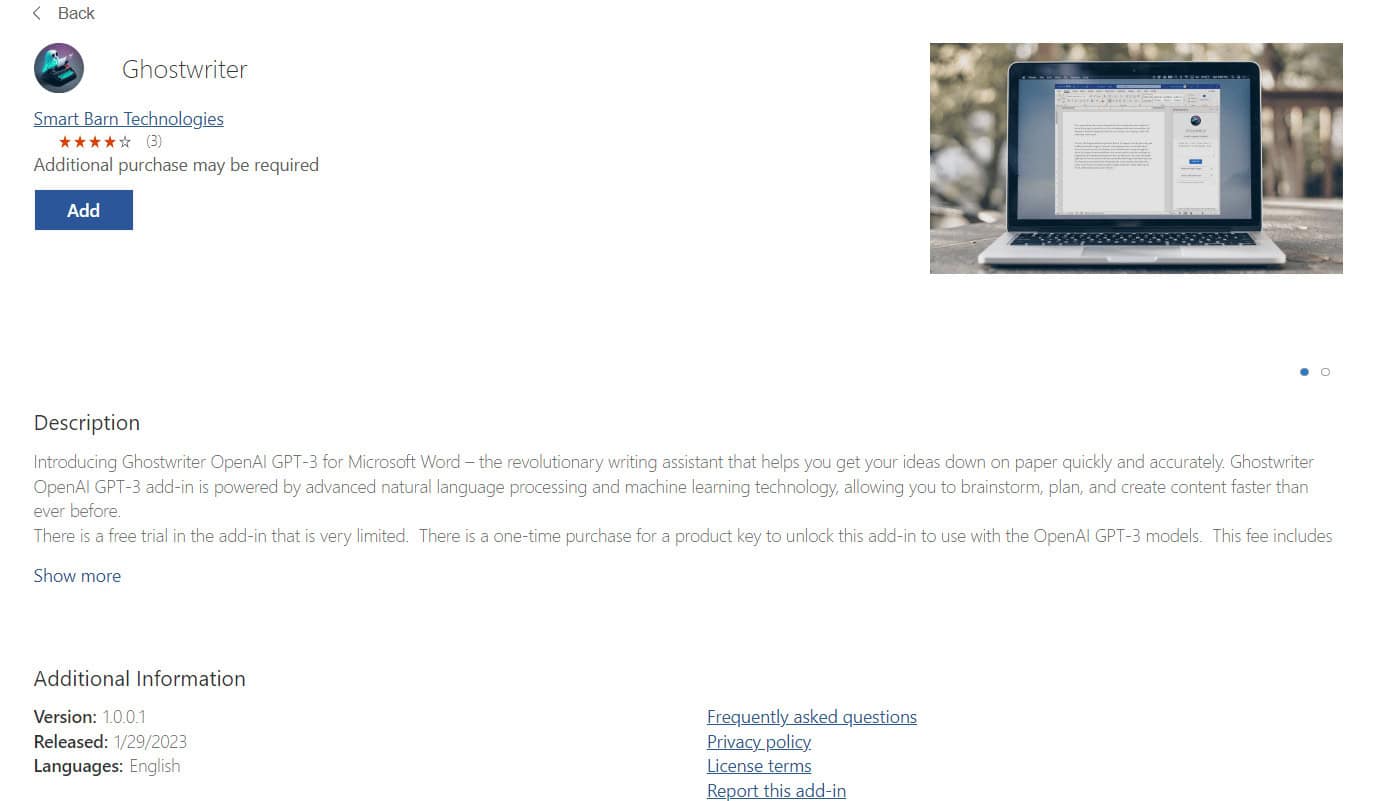 Ghostwriter add-in on MS Office Store | what is ChatGPT & how to Integrate ChatGPT into Microsoft Word