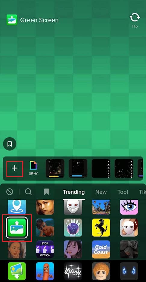 Green Screen effect - Plus icon