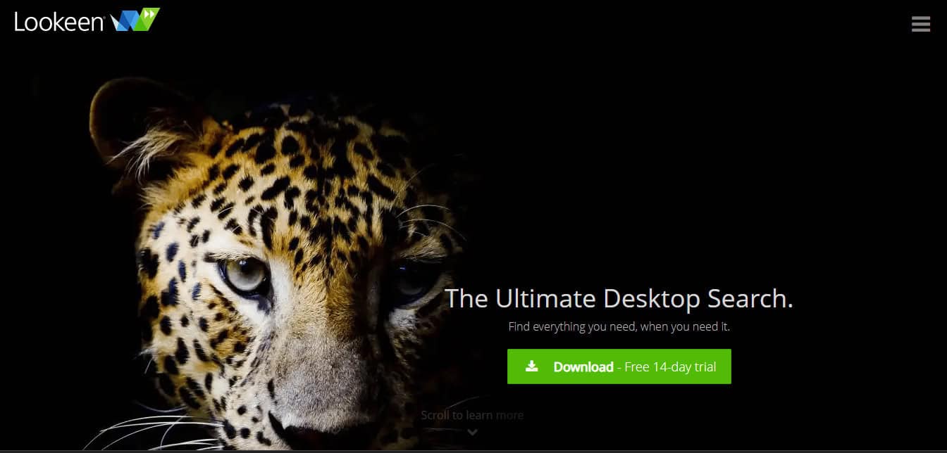 Lookeen website. Best search software for Windows 10