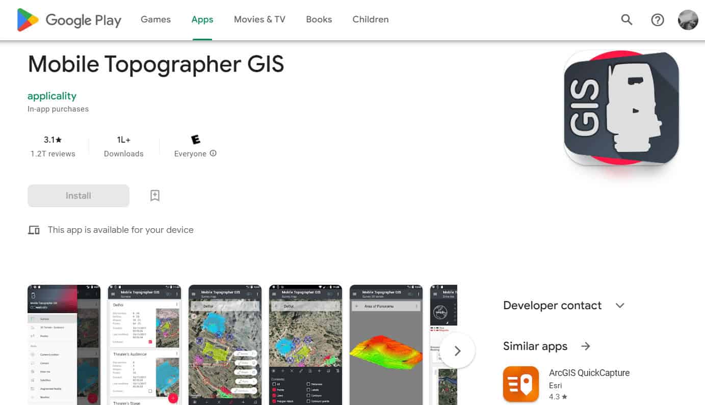 Mobile Topographer GIS Play Store