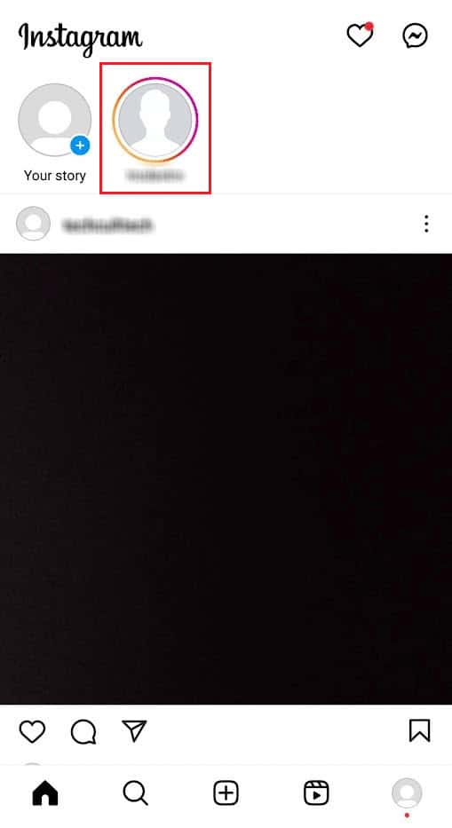 Open the desired IG story from the feed tab on the IG app