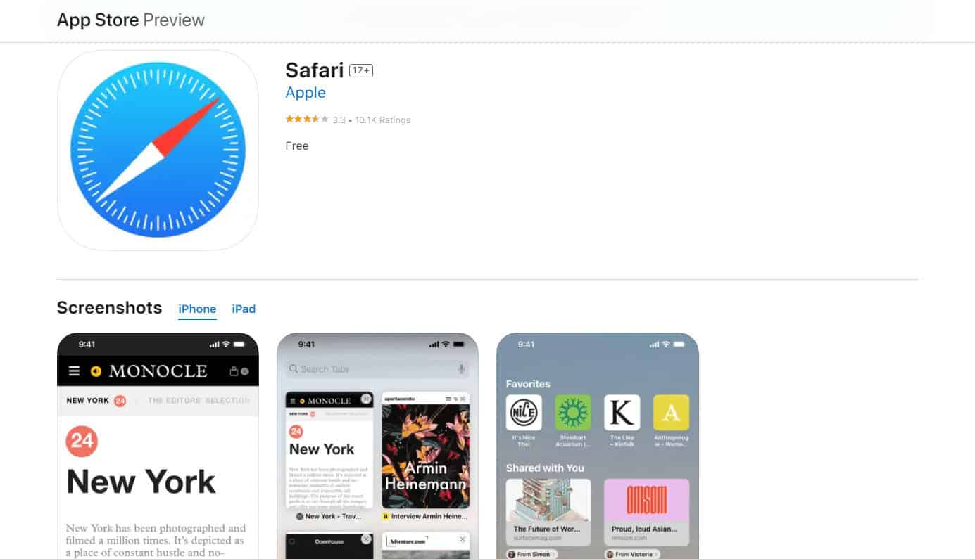 Safari browser App Store