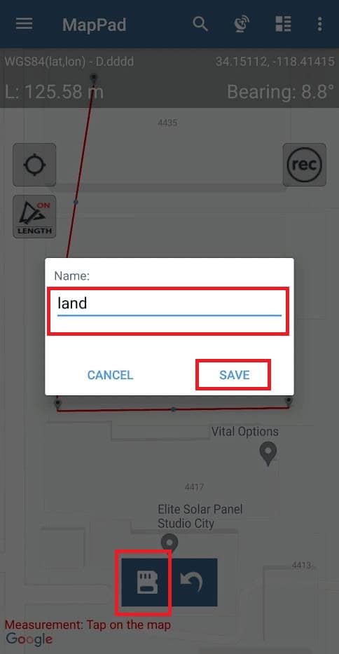 Save icon - desired name - SAVE | How to Use GPS Survey App Surveying with Android Smartphone Application