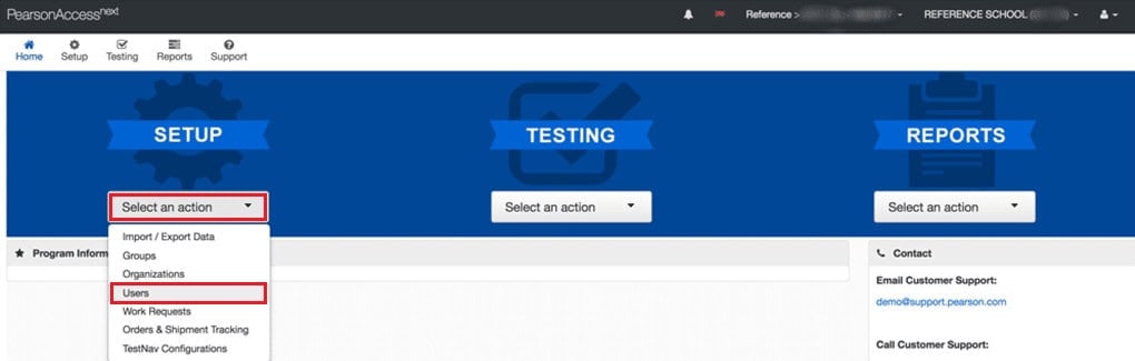 Select an action - Users | How to Delete Pearson Account