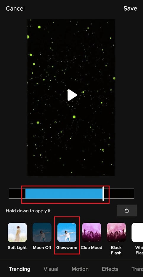 Select the 1st desired filter and place it on the desired period on the timeline