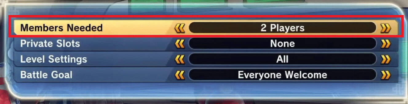 Select the desired number of members from the Members Needed field | Is Xenoverse 2 Cross Platform?