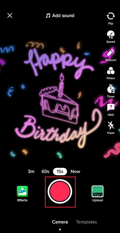 Tap and hold the Record button to record the desired video
