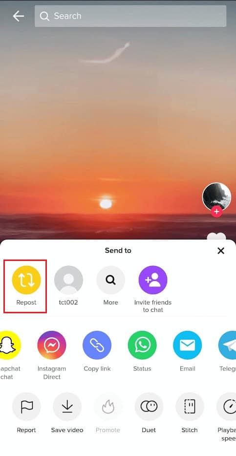 Tap on Repost | How to Repost TikTok Videos