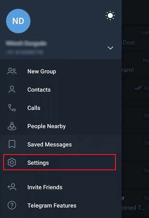 Tap on Settings