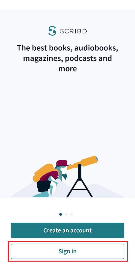 Tap on Sign in | How to Cancel Subscription on Scribd