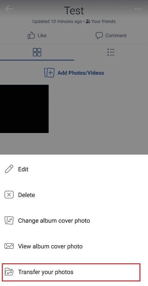 Tap on Transfer your photos