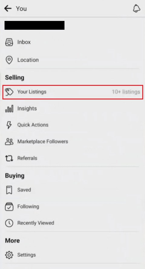 Tap on the Your Listings option