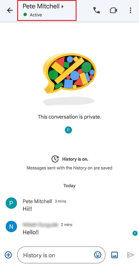 Tap on the chat name from the top of the screen