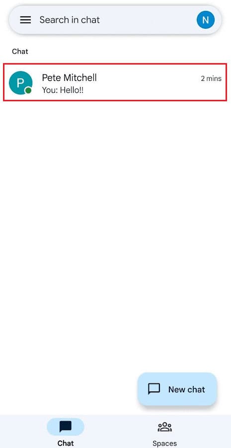 Tap on the desired chat to open it up | can I delete Google Chat from my phone