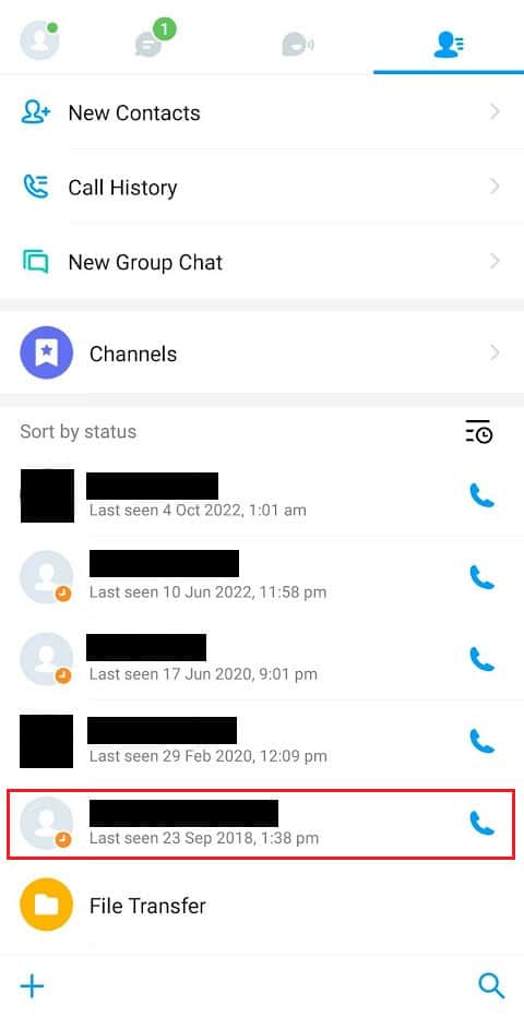 Tap on the desired contact from the list