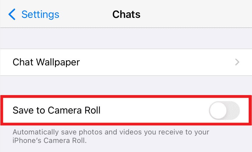 Turn on the toggle for the Save to Camera Roll&nbsp;option | How to Back Up WhatsApp Photos to Google Photos