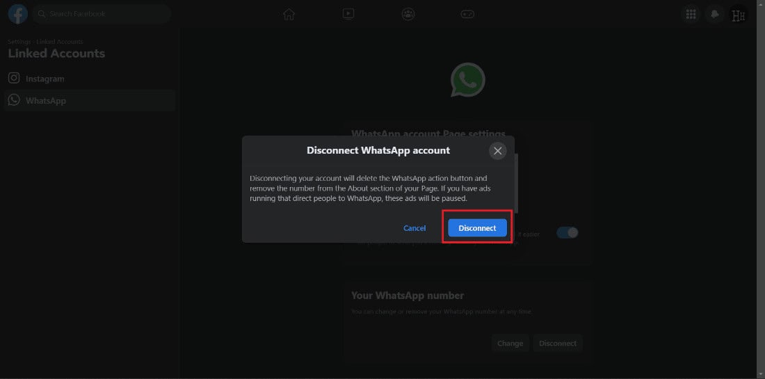 click on Disconnect to confirm the action